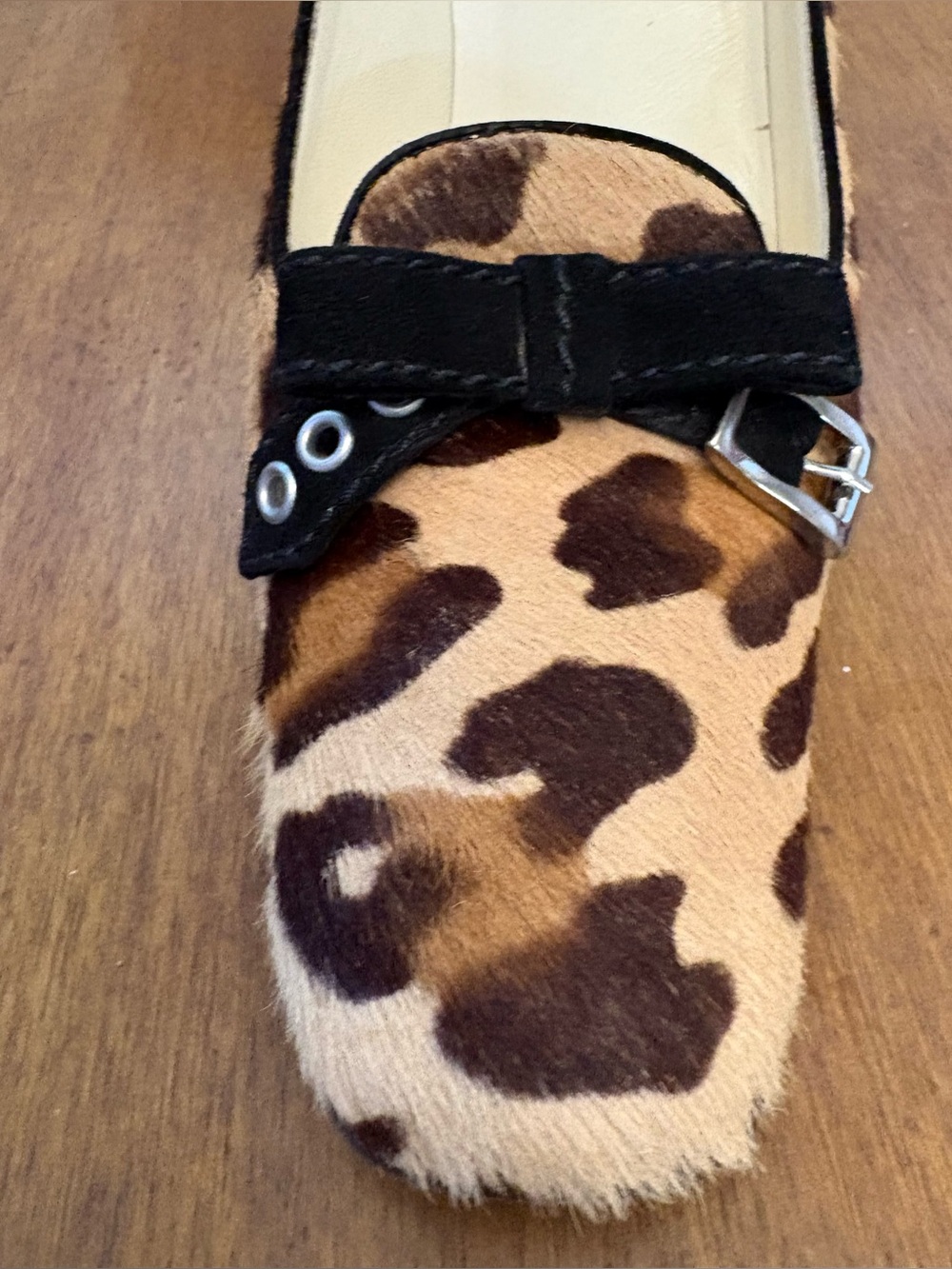 Prada VINTAGE Y2K Women’s Leopard Print Pony Hair Block Heels - size 38.5 - Picture 9 of 9
